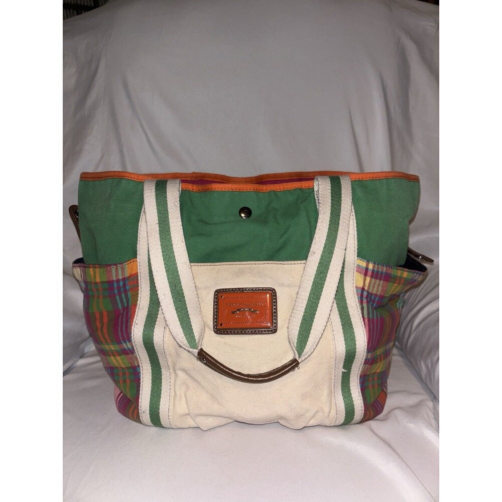 Tommy Hilfiger Multi Colored Plaid Mini Canvas Tote Bag